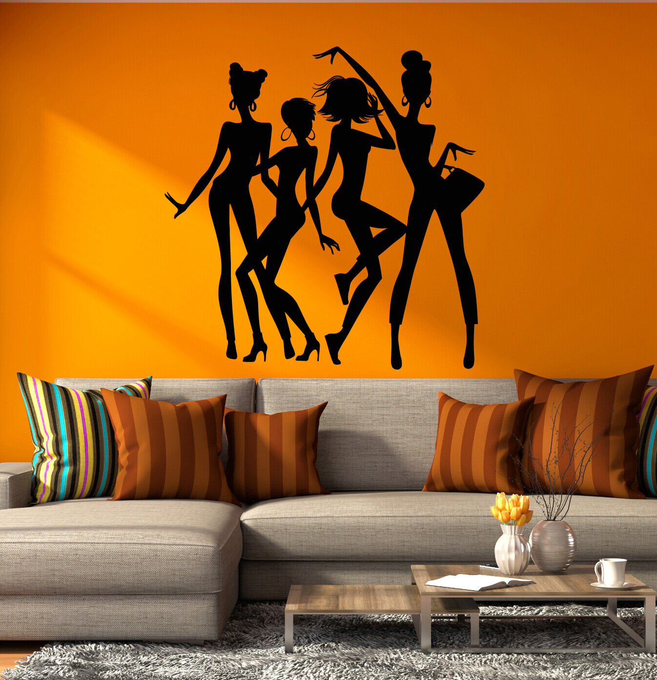 Vinyl Wall Decal Party Girls Disco Shopping Fashion Girl Stickers (4296ig)