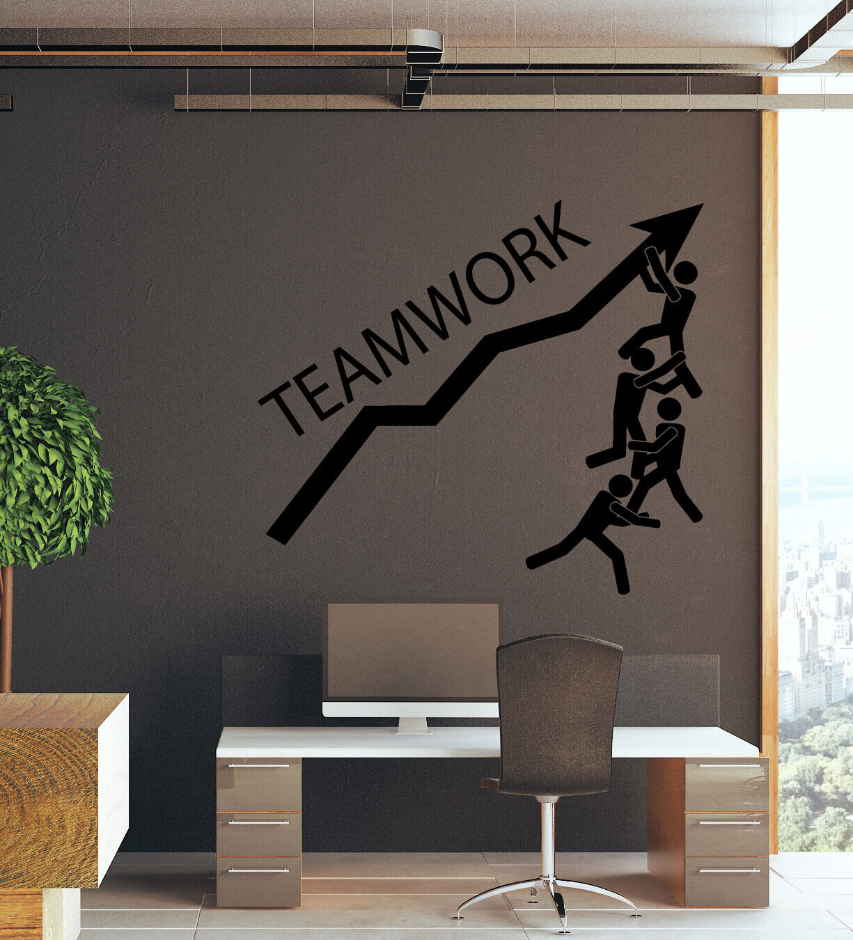 Wandaufkleber aus Vinyl, Teamwork-Logo, für Unternehmen, Zuhause und Büro, Motivationsaufkleber (4292ig)