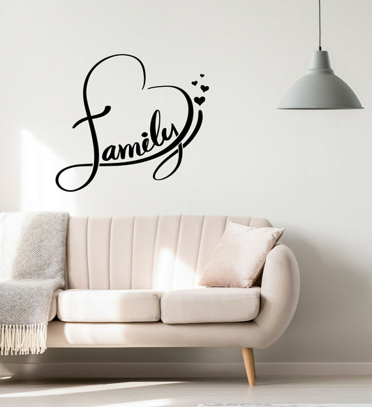 Wandtattoo Familie Logo Liebe Herz Schriftzug Inspiration Vinyl Aufkleber (4311ig)