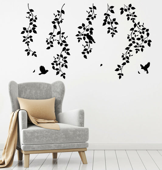 Vinyl Wall Decal Nature Tree Bird On a Branch Leaves Room Decor Stickers 4316ig