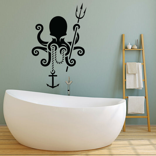 Vinyl Wall Decal Octopus Anchor Sea Style Nautical Trident Stickers (4313ig)