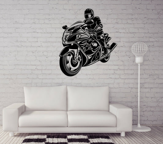 Vinyl Wall Decal Sticker Motorcycle Racer Motorbike Speed Moto Style (n1328)