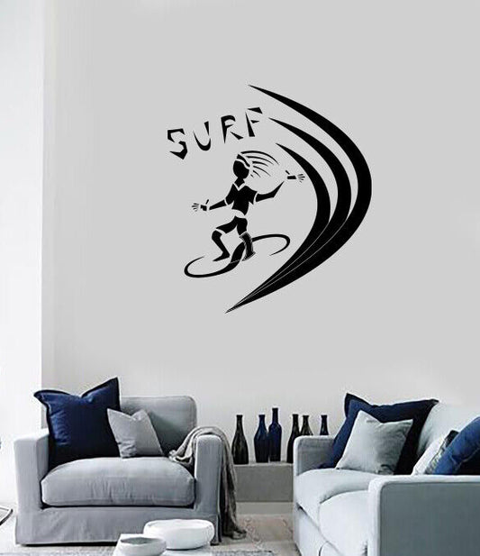 Autocollant mural en vinyle, autocollant Surf Man Wave et signe de Surf (n1330)