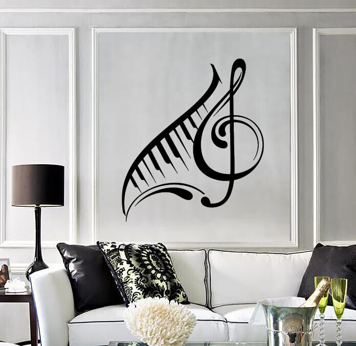 Vinyle Wall Decal clé de sol notes de musique Unique autocollant intérieur (n1341)