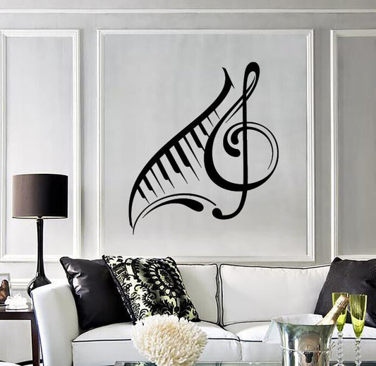 Vinyle Wall Decal clé de sol notes de musique Unique autocollant intérieur (n1341)