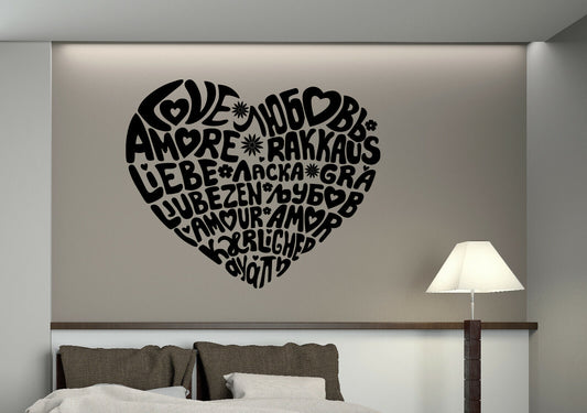 Vinyl Wall Decal Quote Word Love in Different Language of World (n1363)