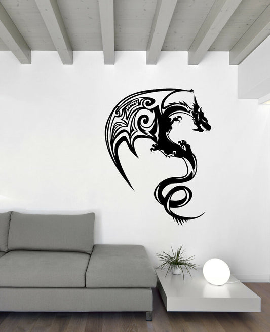 Vinyl Wall Decal Cartoon Asian Fire Dragon Ornament Tattoo Style (n1365)