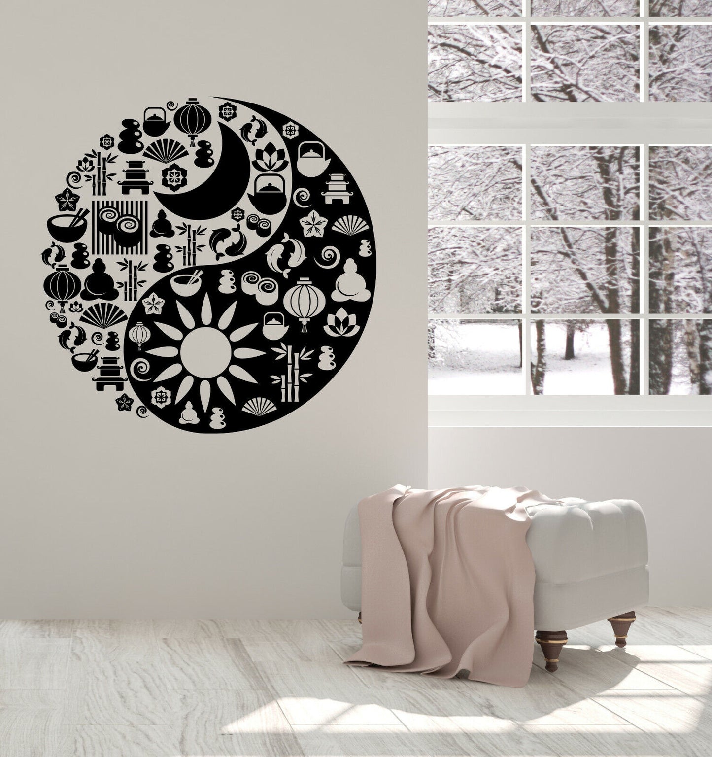 Wandtattoo Yin und Yang Kreis-Symbol aus Zen Icons Yoga Studio Art (n1429)