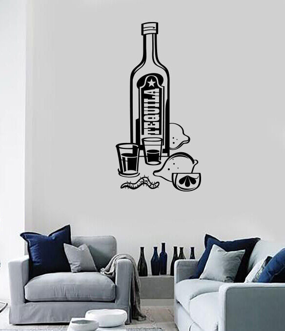 Autocollant mural en vinyle, boisson Tequila National, alcool fort, Agave (n1439)