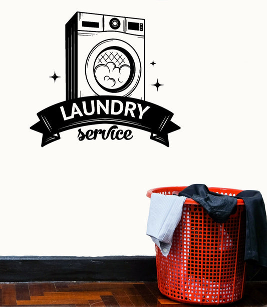 Vinyl Wall Decal Stickers Laundry Logo Cleaning Wash Dry Delivery Service n1483