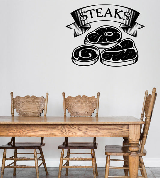 Vinyl Wall Decal Logo for Grilling Barbecue Steak House Cafe Sticker (n1490)