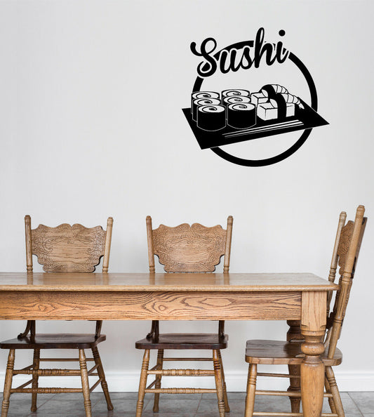 Vinyl Wall Decal Sushi Roll Japanese Sea Food Restaurant Asian Cuisine (n1524)