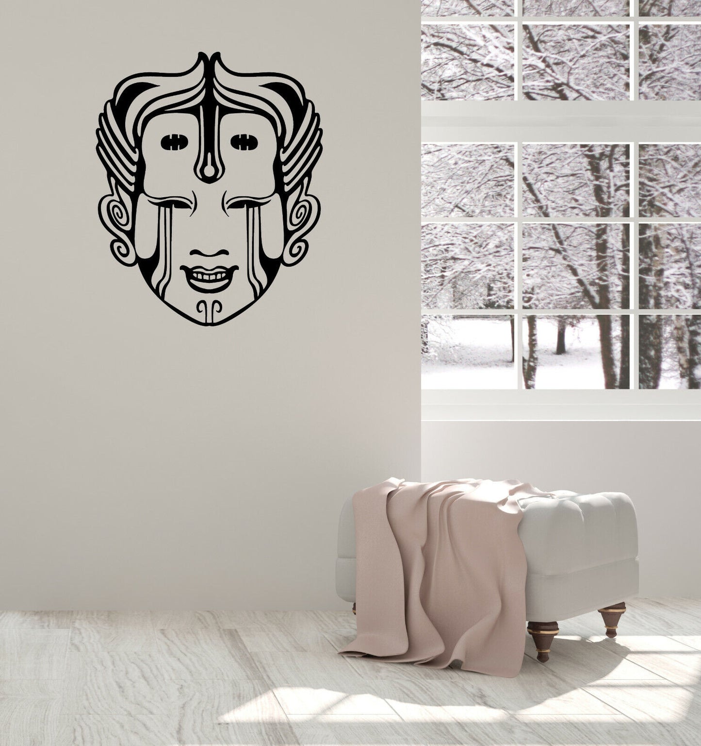 Vinyl Wall Decal Sticker Exotic Japanese Mask Tsure Noh Theatre Decor (n1526)