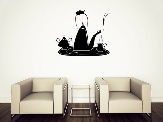 Vinyl Wall Decal Sticker Kettle Cup Tea Time Kitchen Dining Room Decor (n1537)