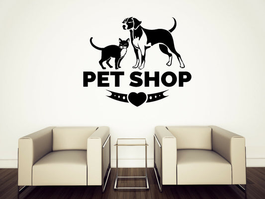 Autocollant mural en vinyle, Logo d'animalerie, chat, chien, maison, animaux, Design (n1609)