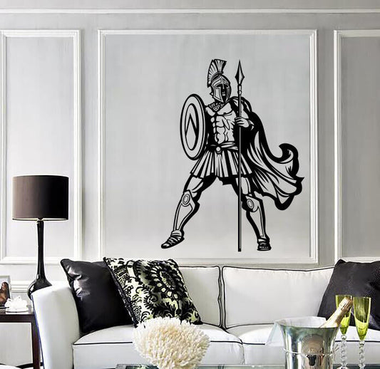 Autocollant mural en vinyle spartiate romain cheval de Troie gladiateur guerrier grec (n1617)