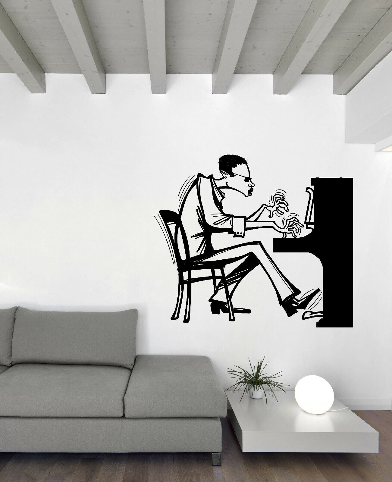 Vinyl Wall Decal Stickers African Man Musician Play Piano Jazz Blues (n1674)