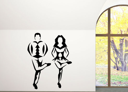 Wandtattoo "Pose Folk Irish Couple Dancers Dance School" aus Vinyl, Dekoration (n1715)