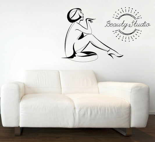 Vinyl Wall Decal Glamorous Girl Beauty Studio Spa Hair Salon Decor (n1750)