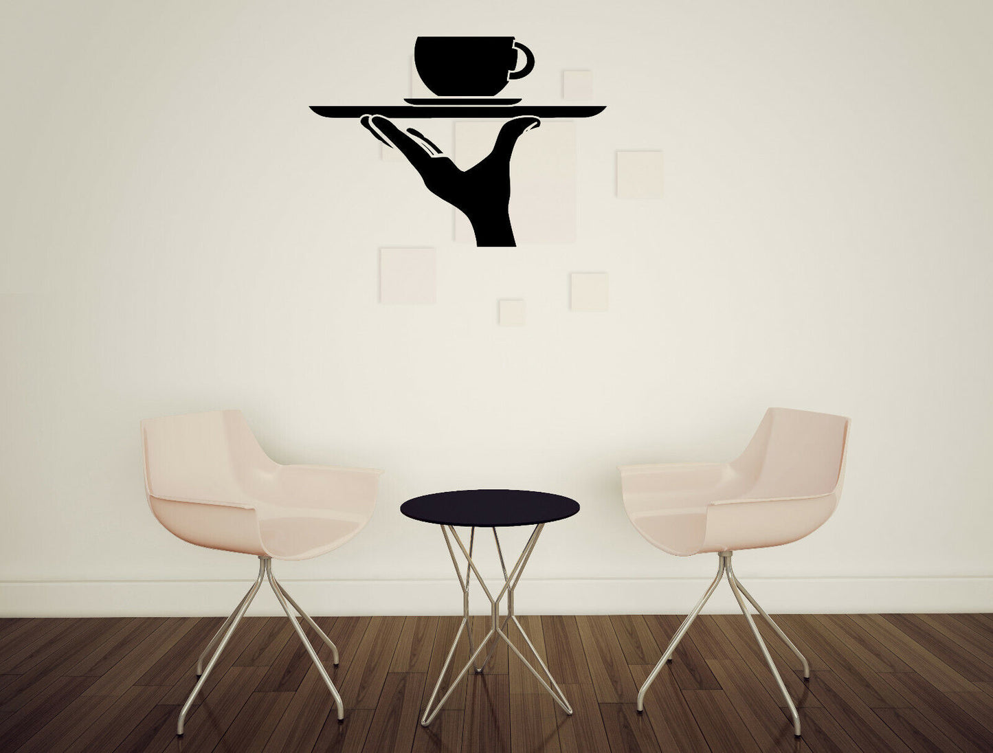 Vinyl Wall Decal Restaurant Kitchen Food Cafe Bar Waiter Tray Bottle (n1788)