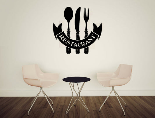 Vinyl Wall Decal Restaurant Menu Symbol Cafe Bar Decor Knife Spoon Fork (n1799)