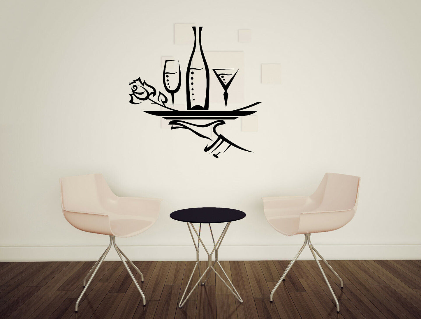 Vinyl Wall Decal Restaurant Menu Symbol Cafe Bar Decor Bottle Glasses (n1800)