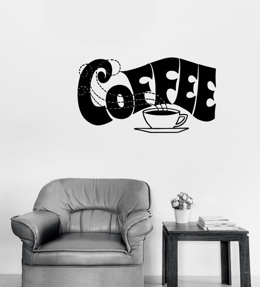 Vinyl Wall Decal Internet Cafe Coffee Wifi Free Zone Coffee Break (n1827)