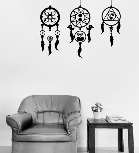 Vinyl Wall Decal Dream Feathers Dreamcatcher Ornament Amulet Talisman (n1832)