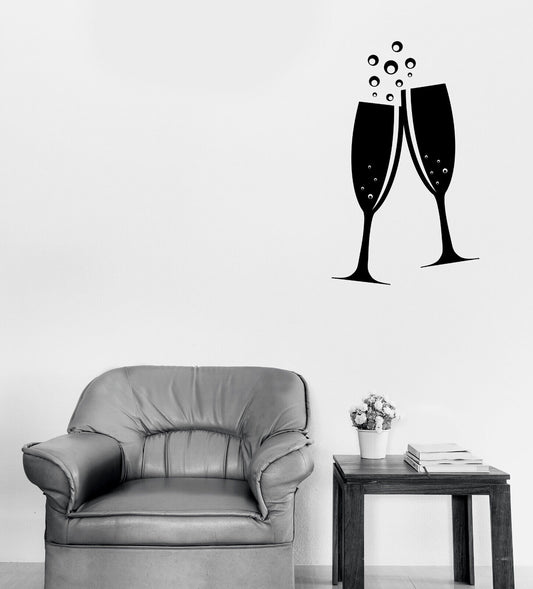 Vinyl Wall Decal Love Drink Glass Holiday Vacation Shampagne Wine (n1850)