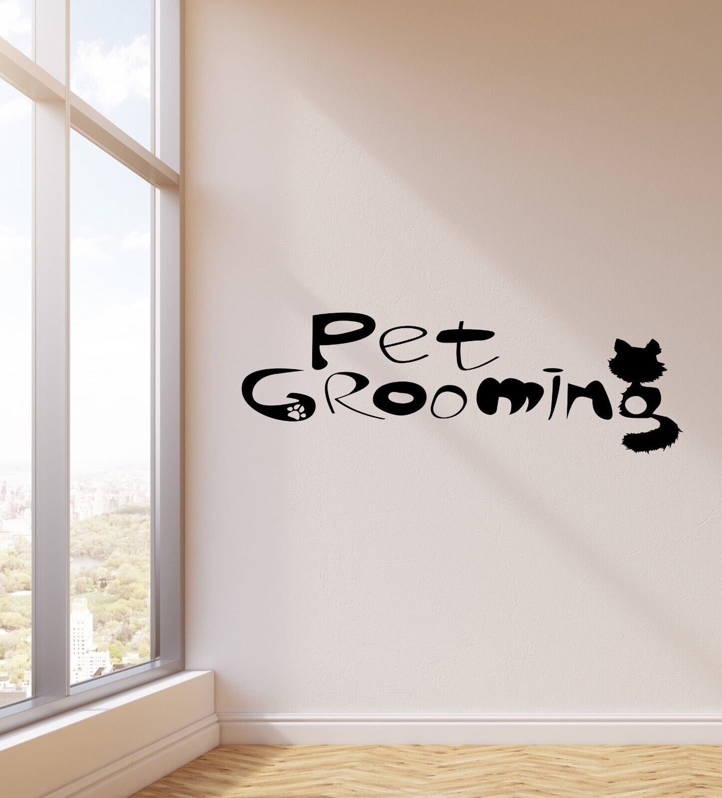 Vinyl Wall Decal Pet Shop Grooming Salon Animals Signboard Sticker (4337ig)