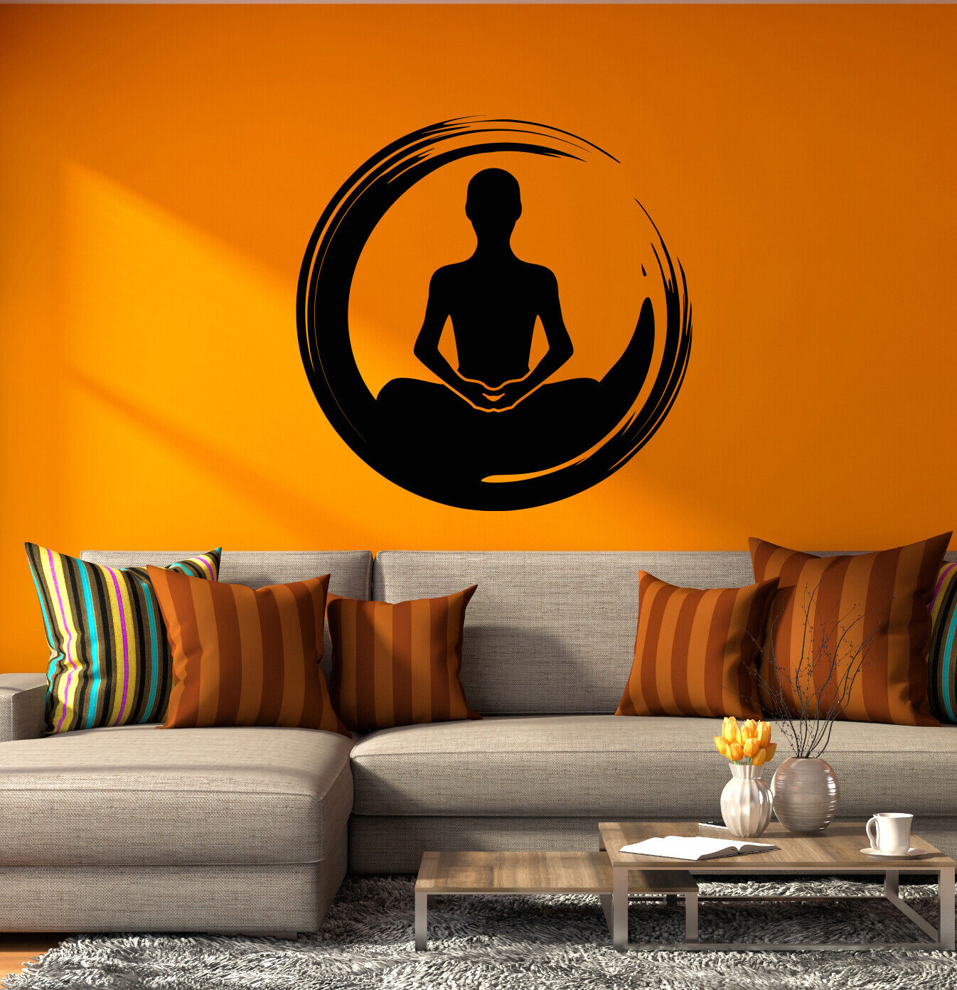 Vinyl Wall Decal Circle Enso Yoga Meditation Pose Studio Room Stickers 4338ig