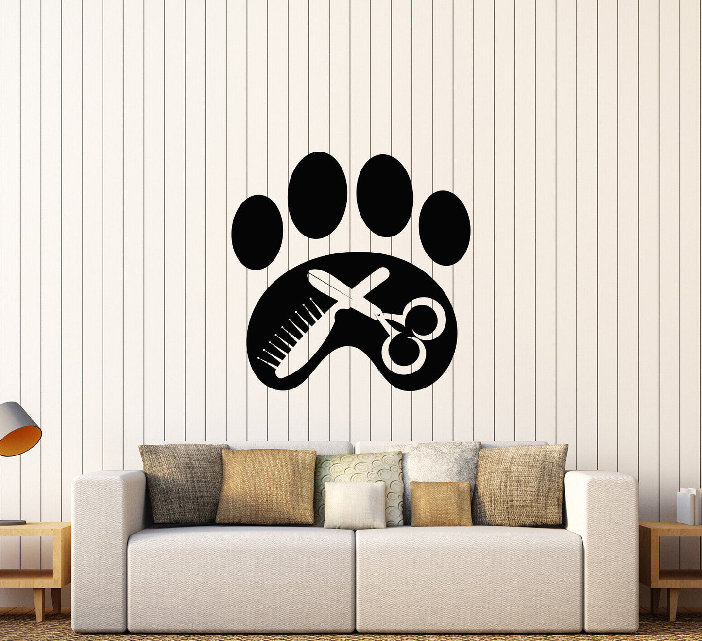 Vinyl Wall Decal Pets Footprint Paw Pet Shop Grooming Studio Sticker (4344ig)