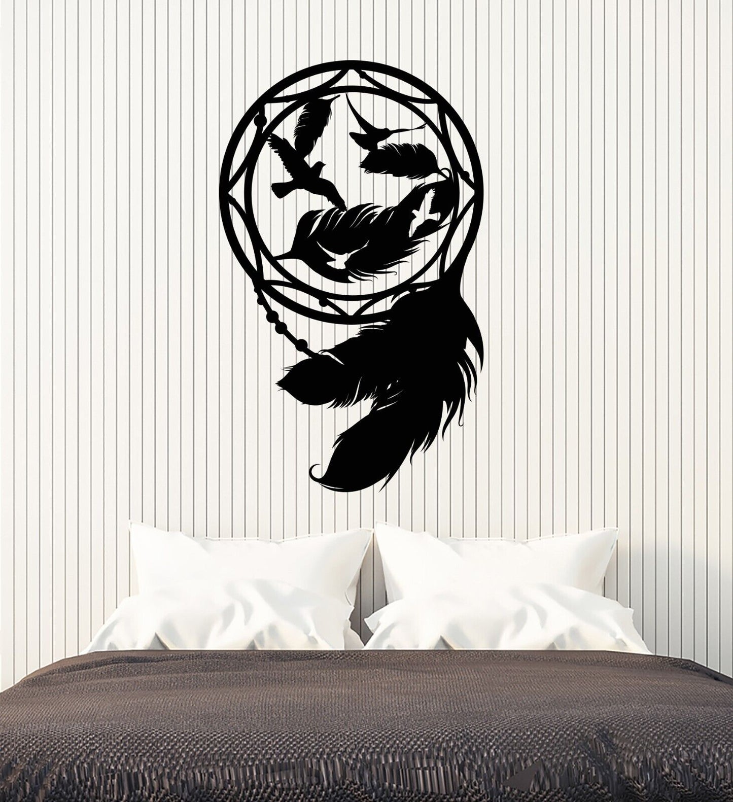 Wandtattoo Traumfänger Tauben Vögel Federn Vinyl Wandsticker Schlafzimmer Deko 4349ig