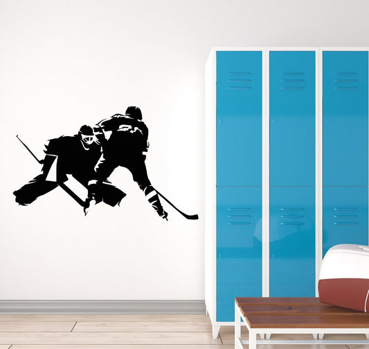 Autocollant mural en vinyle, autocollant mural de Sport, jeu d'école, joueur de Hockey, pour chambre d'enfants (4353ig)