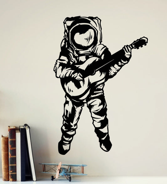 Autocollant mural en vinyle, costume d'astronaute spatial avec autocollant de guitare (4359ig)