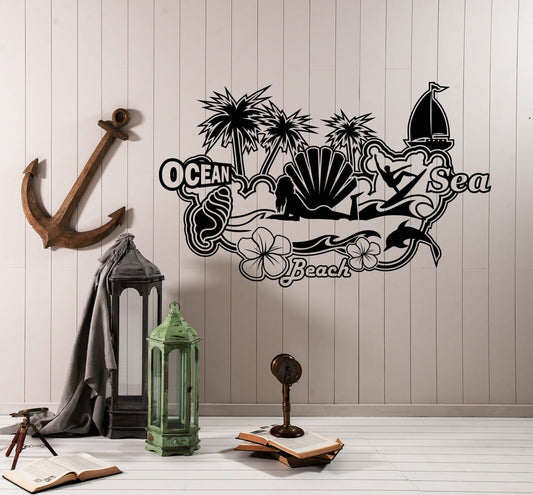 Vinyl Wall Decal Sea Beach Ocean Surfing Water Sports Sexy Girl Stickers 4366ig