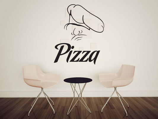 Autocollant mural en vinyle, chef cuisinier italien, chapeau Pizzaiolo, décor alimentaire de Pizza (n1894)