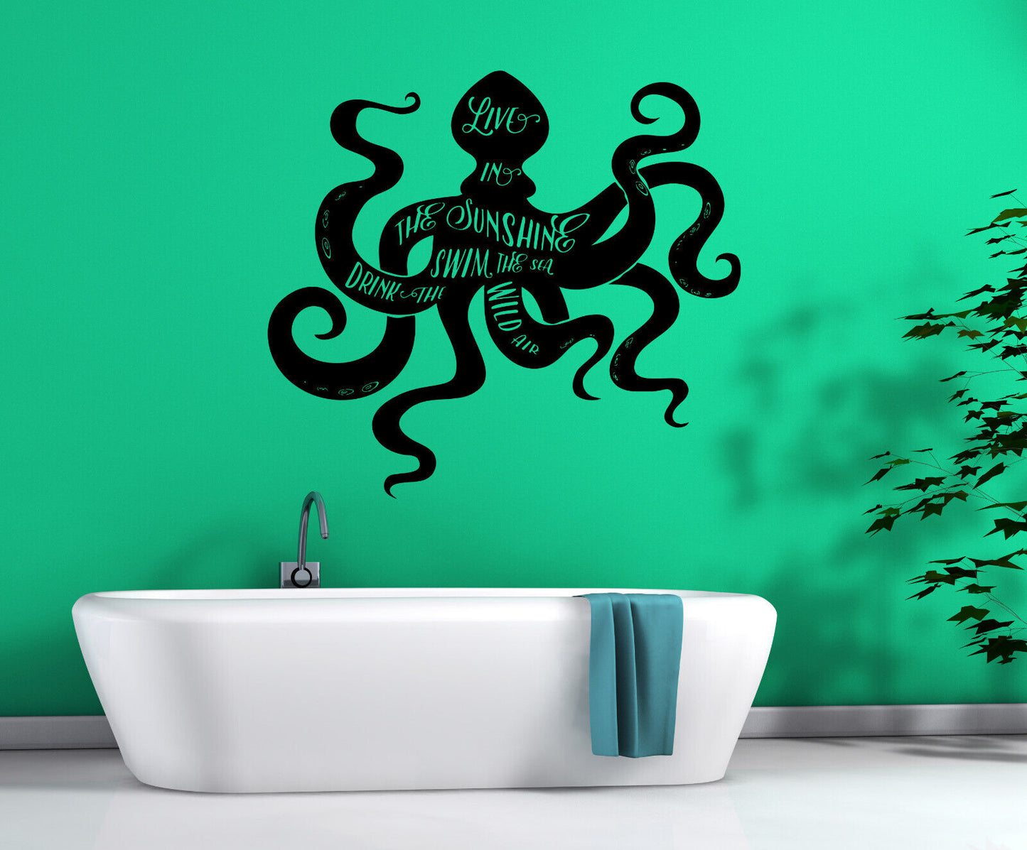 Wandtattoo Meerestier Oktopus aus Vinyl, Zitat, Worte, Motivation (n1912)