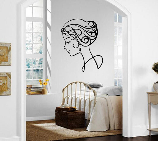 Profile Beautiful Woman Face Decor Wall Art Mural Vinyl Decal Sticker M464