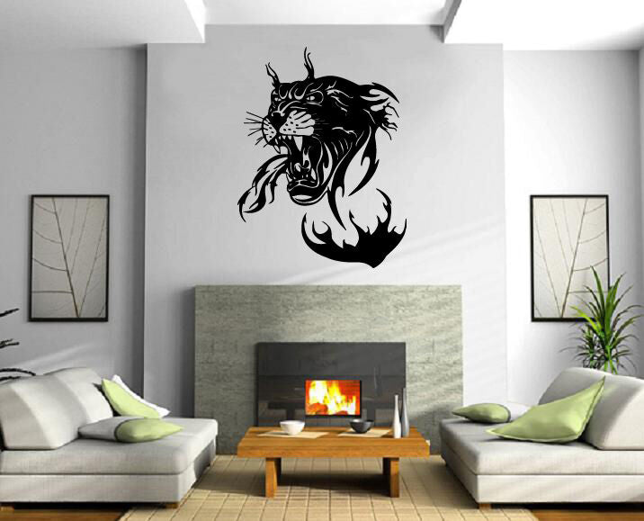 Panther in Flammen Dschungel Jäger Tier Dekor Wand Bild Vinyl Kunst Aufkleber M366