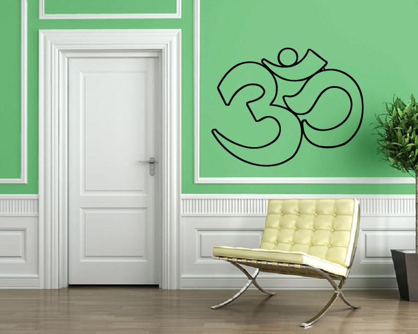 Symbole de yoga Om Sanskrit esprit spirituel décor mural vinyle Art autocollant M584