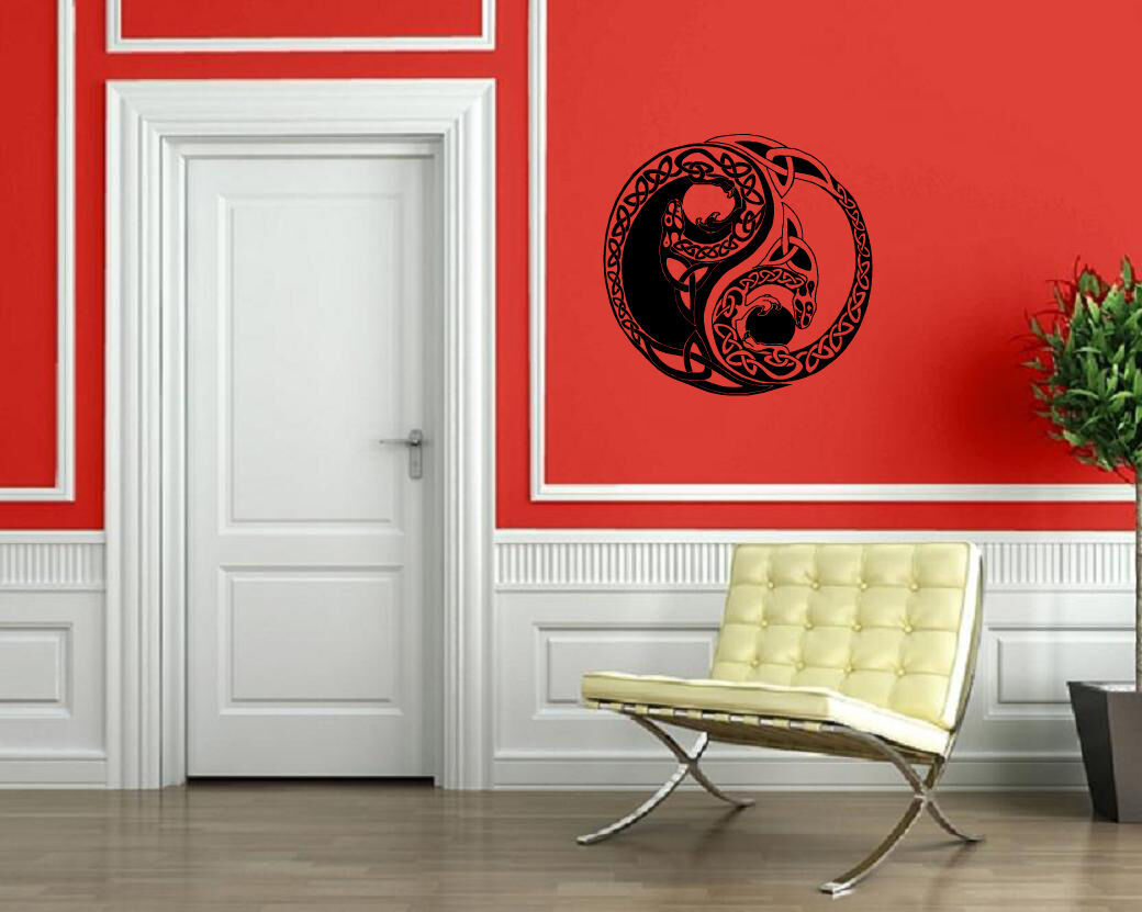 Yin Yang Schlangen Philosophie Männlich Weiblich Wand Dekor Wandbild Vinyl Kunst Aufkleber M605