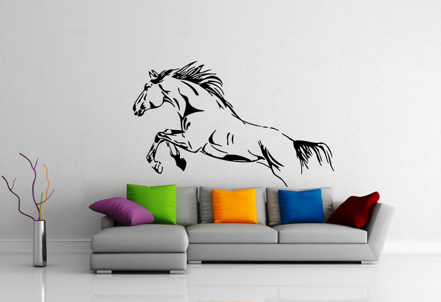 Cheval sauvage Mustang saut liberté Animal décor mural vinyle Art autocollant M334