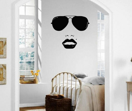 Wall Stickers Vinyl Decal Beautiful Woman Face Fashion Style Glasses ig1624