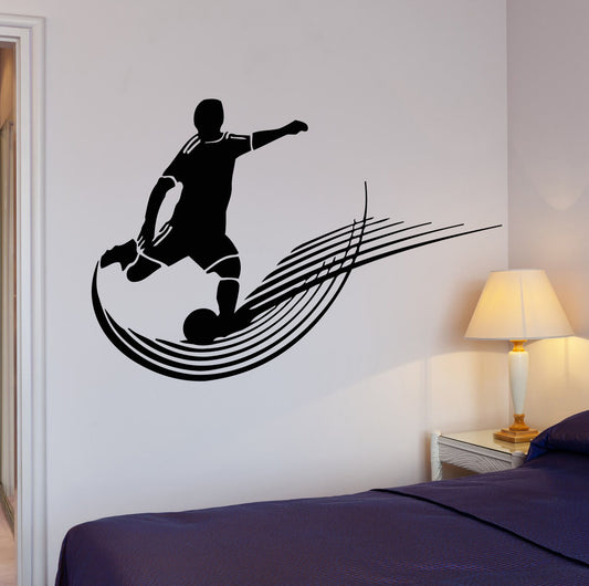 Wandaufkleber, Sport, Fußballspieler, Ball, Sport, Fan-Kunst, Zimmer, Vinyl-Aufkleber (ig1580)