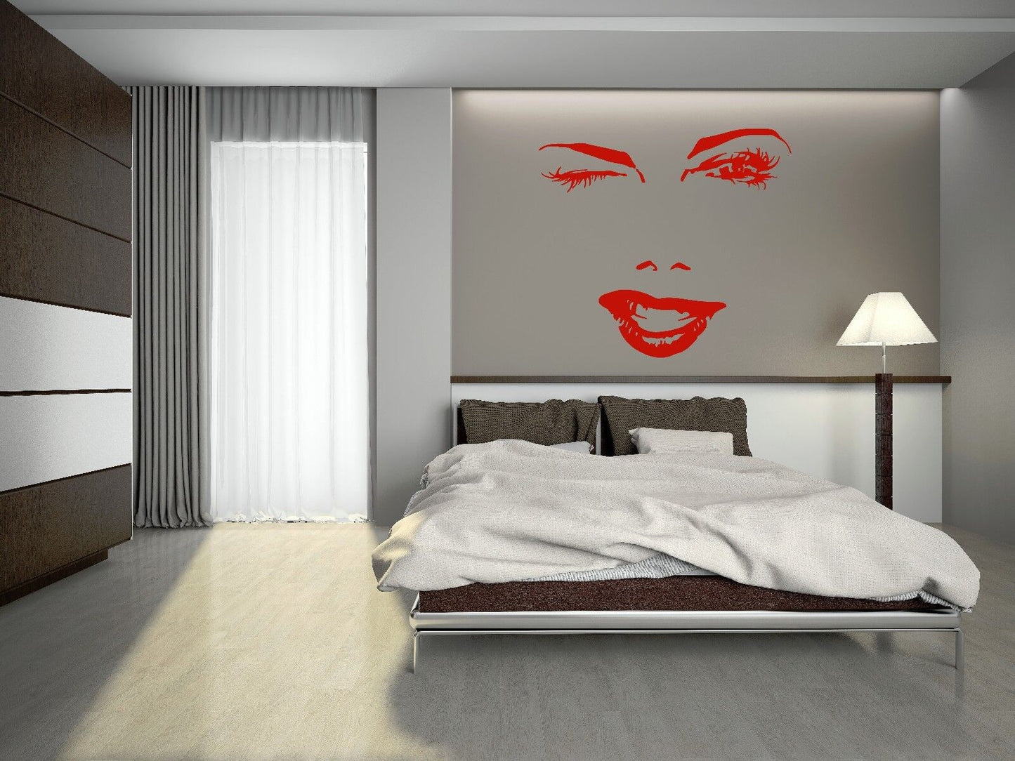 Wall Stickers Vinyl Decal Beautiful Woman Face Winks Sexy Lips Girl (ig1604)