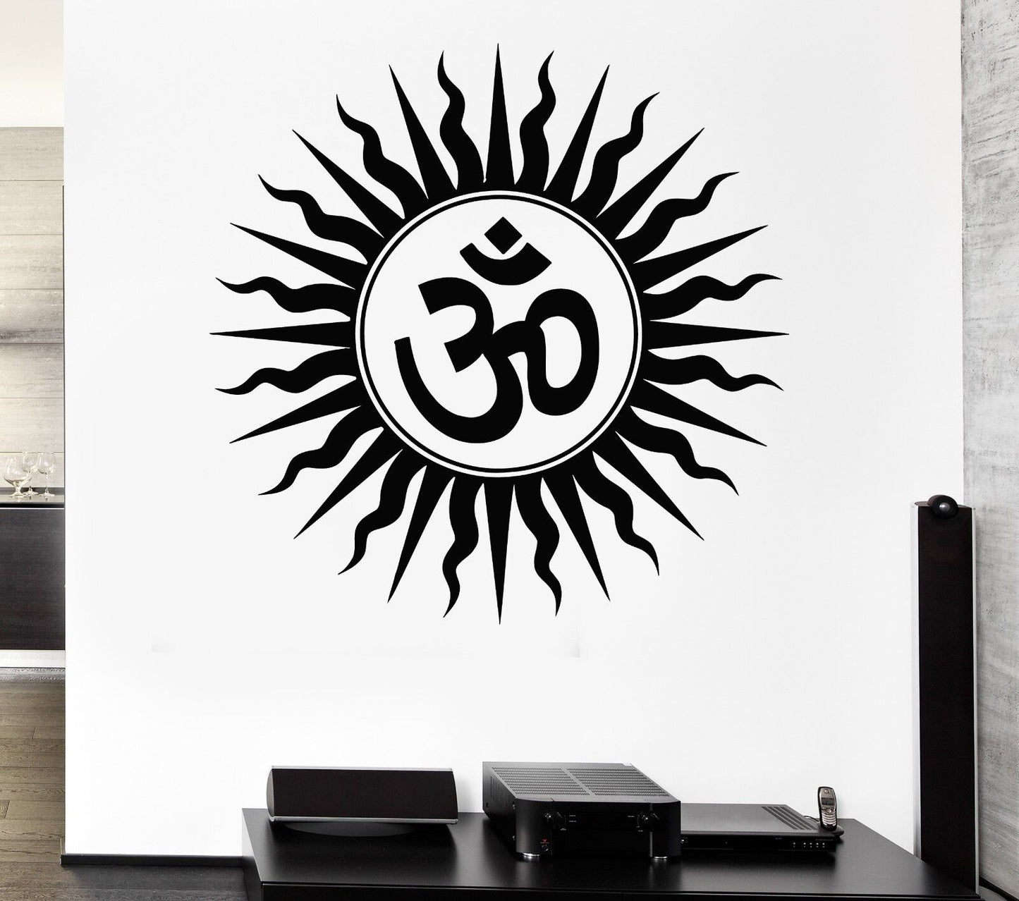 Wandaufkleber, Om, Hindu-religiöses Indien, Sanskrit-Symbol, Vinyl-Aufkleber (ig1559)