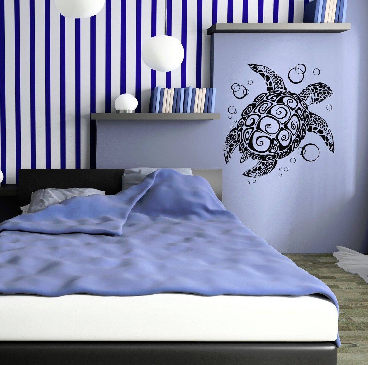 Wall Stickers Vinyl Decal Turtle For Bathroom Animal Ocean Marine Decor (ig1555)