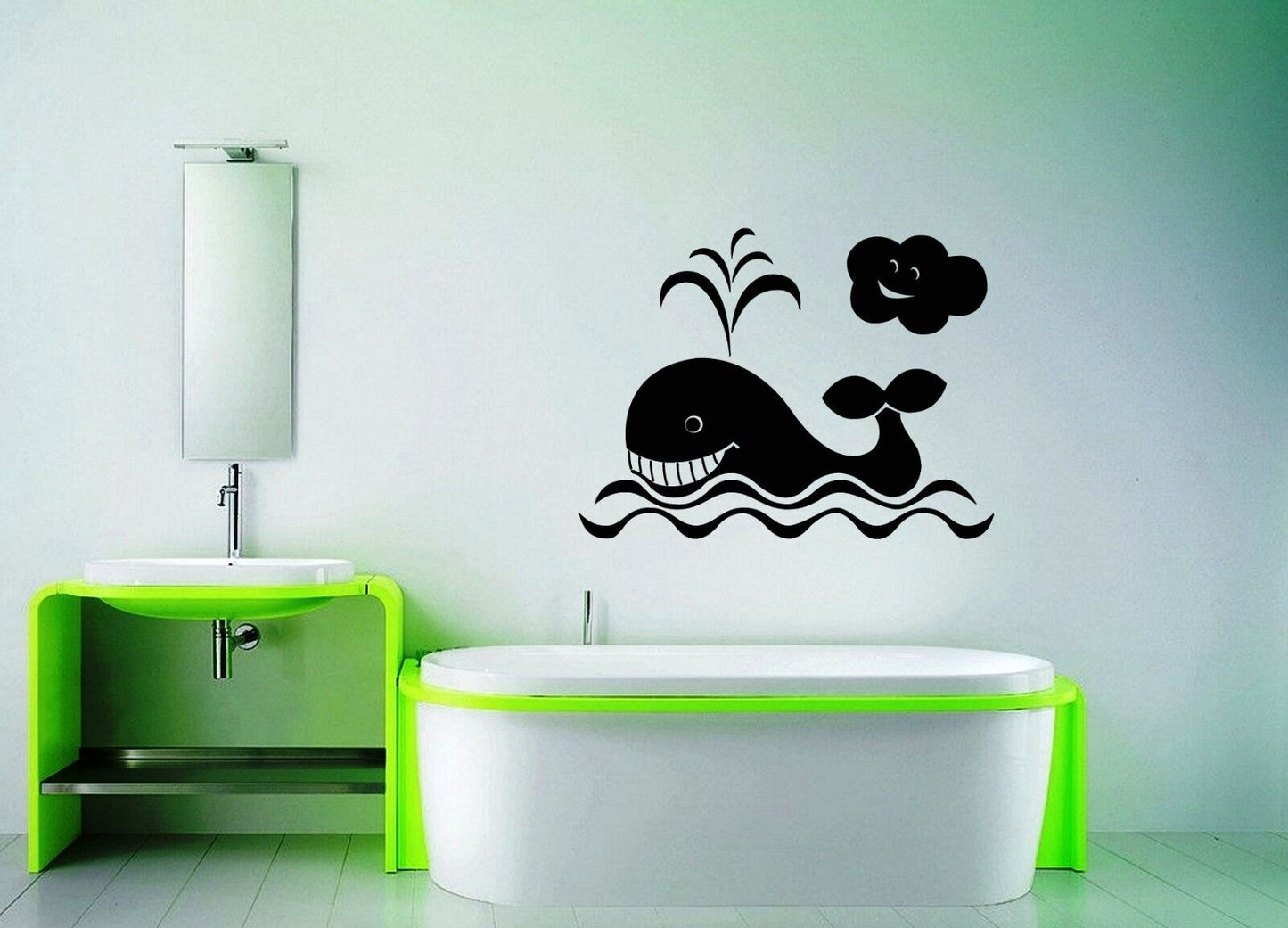 Wall Stickers Vinyl Decal Whale For Bathroom For Kids Animal Ocean Marine ig1547