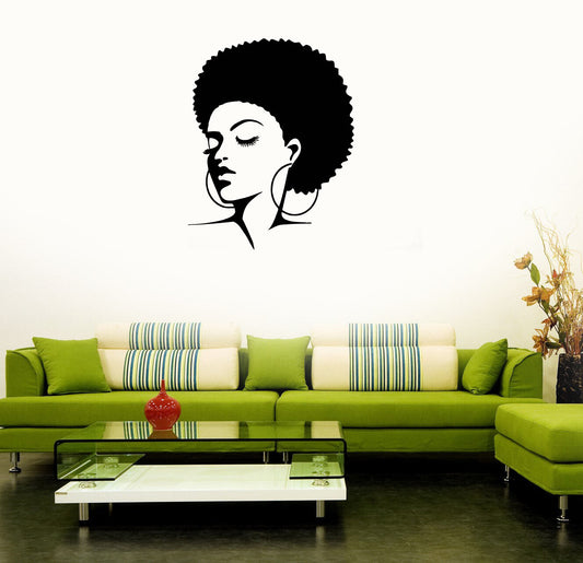 Wall Stickers Vinyl Decal Black Lady Barber Face Hot Sexy Hair Salon (ig1633)